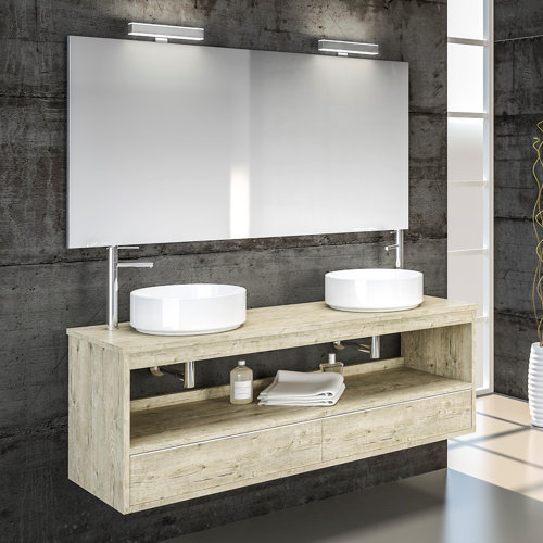 Belfry Bathroom 140 cm breiter wandmontierter Doppelwaschtisch Edmund